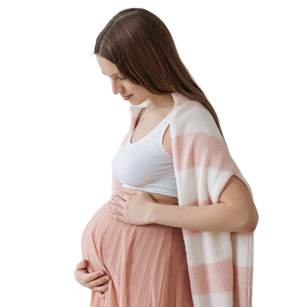 pregnant woman holding her belly